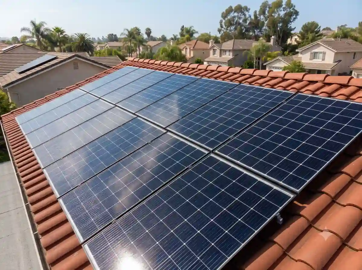 Solar panels with a clear, spot-free glass surface after a professional RO/DI water rinse