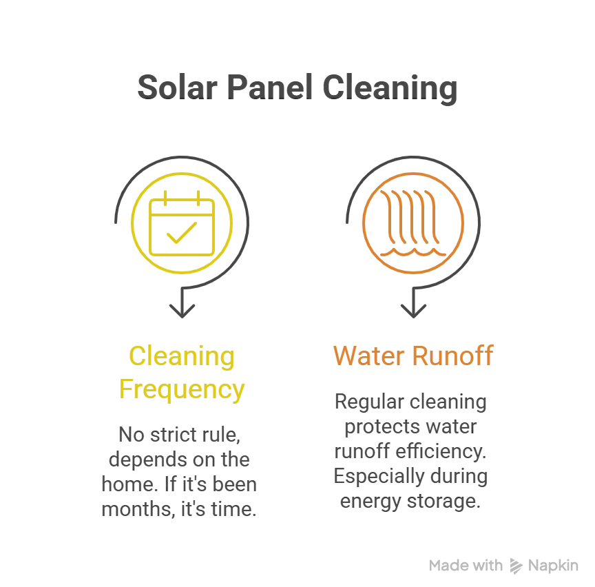 Illustration showing how often solar panels should be cleaned