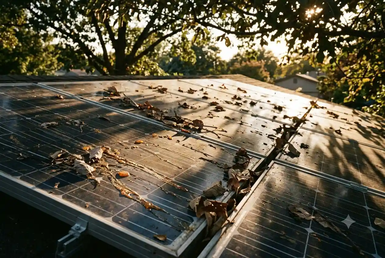 Tree sap and leaf buildup on solar panels — why automated solar panel cleaning helps in San Clemente